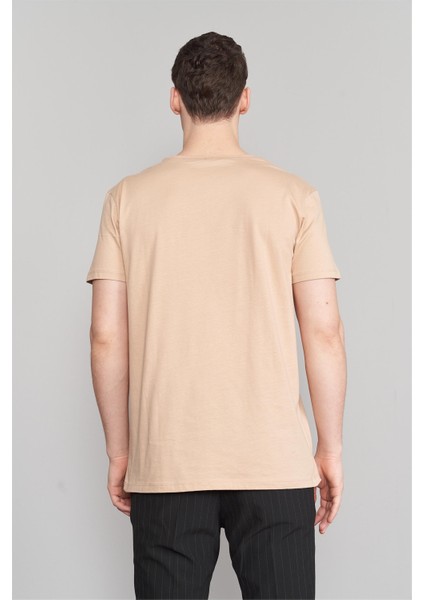 Çetinkaya Mentality 2772 Bisiklet Yaka Penye Slim Fit Camel T-Shirt fırsatları