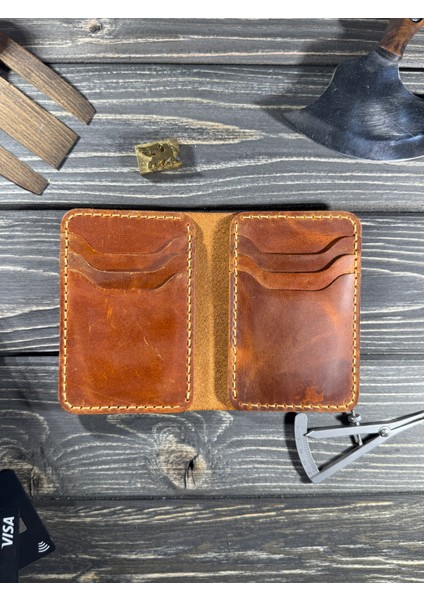 El Yapımı Hakiki Deri Minimal Kartlık – Unisex, Kişiselleştirme, Cebe Sığan Tasarım, Hediyelik Özel Kutusunda