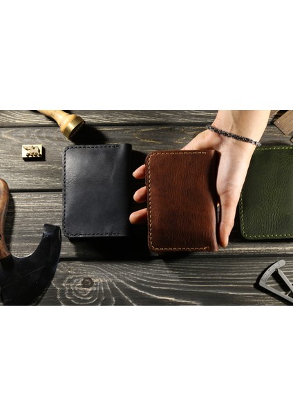 El Yapımı Hakiki Deri Minimal Kartlık – Unisex, Kişiselleştirme, Cebe Sığan Tasarım, Hediyelik Özel Kutusunda