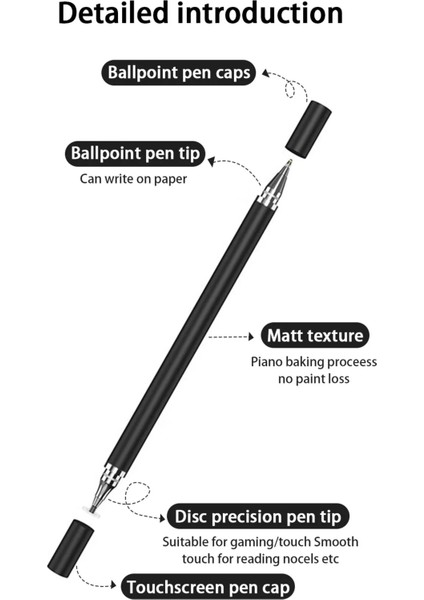 Dokunmatik Kalem Tüm Dokunmatik Ekranlara Uyumlu Pencil 2 In1 Disk Uçlu Stylus Çizim & Yazı Kalemi