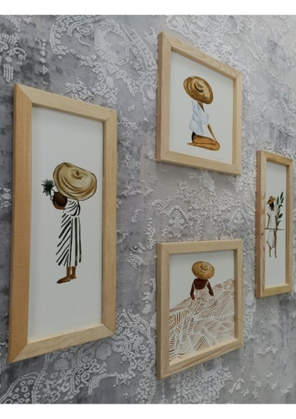Ahşap Çerçeveli Bohem 4 Lü Set fırsatları