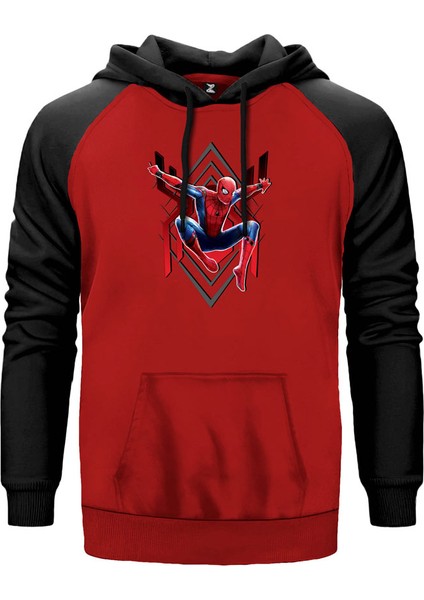 Spiderman Jump Kırmızı Renk Reglan Kol Kapşonlu Sweatshirt