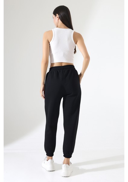 Paçası Lastikli Ayarlanabilir Belli Karyoka Dikiş Detaylı Basic Kadın Eşofman Pantolon 21936 Siyah fırsatları