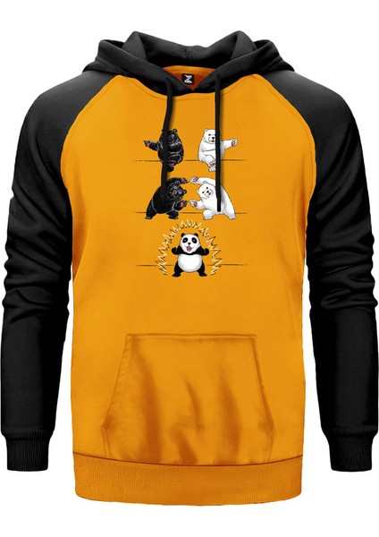 Panda And Bear Sarı Renk Reglan Kol Kapşonlu Sweatshirt