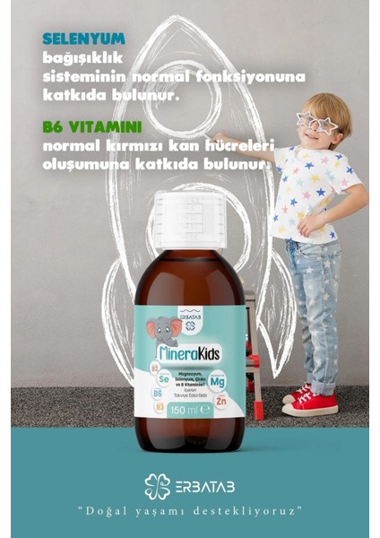 Çocuk Multivitamin ( Magnezyum, Çinko, Selenyum ) Minera Kids 150 ml indirimleri