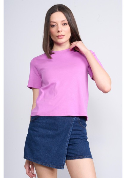Ikoll 1004632 Hıper Mor Kadın Suprem Basic T-Shirt