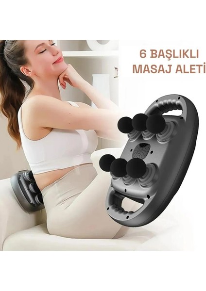 Şarjlı Geliştirilmiş 6 Top Başlıklı Fonksiyonlu Masaj Aleti 2000 Mah Masaj Tabancası