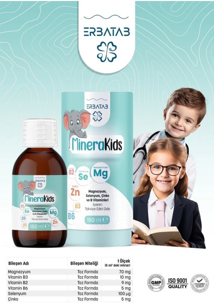 Çocuk Multivitamin ( Magnezyum, Çinko, Selenyum ) Minera Kids 150 ml