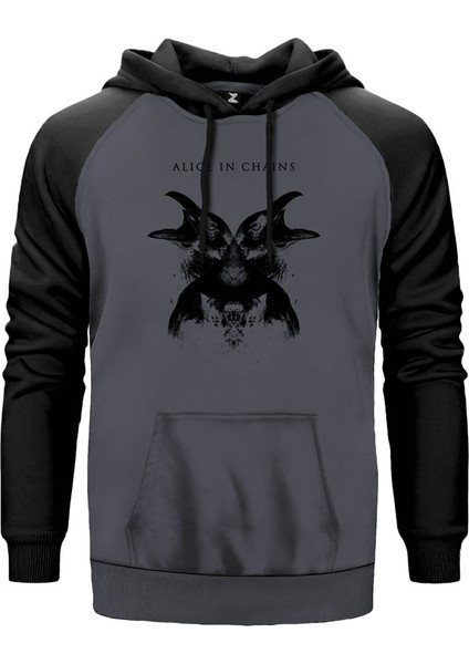 Alice In Chains Hollow Gri Renk Reglan Kol Kapşonlu Sweatshirt