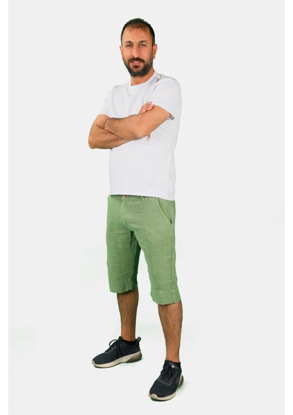Erkek Keten Kapri Yeşil modelleri