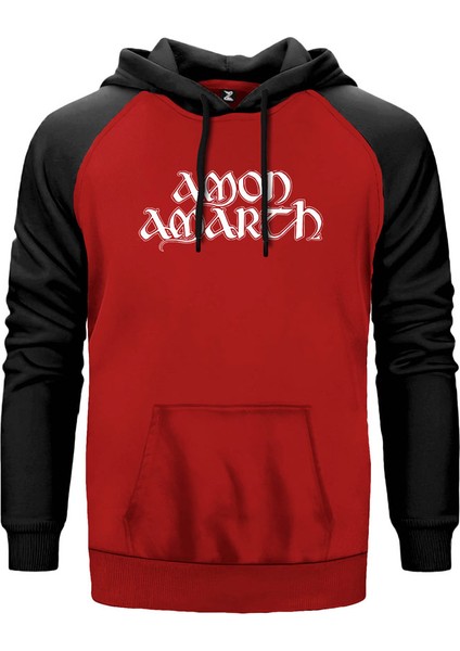 Amon Amarth Classic Kırmızı Renk Reglan Kol Kapşonlu Sweatshirt