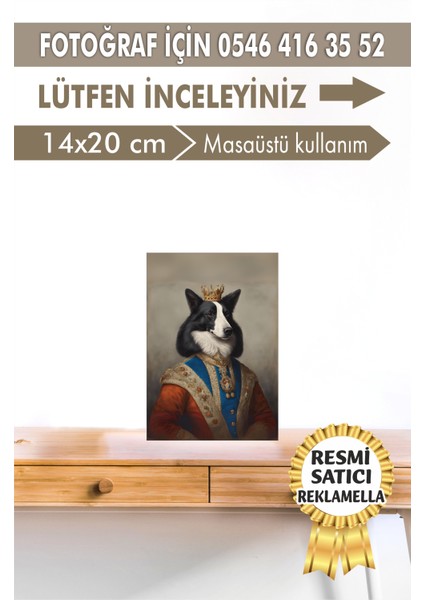 No:3 Kişiye Özel Tasarım Evcil Hayvan Tablosu Patili Hediyelik Kraliyet Kıyafetli Portresi