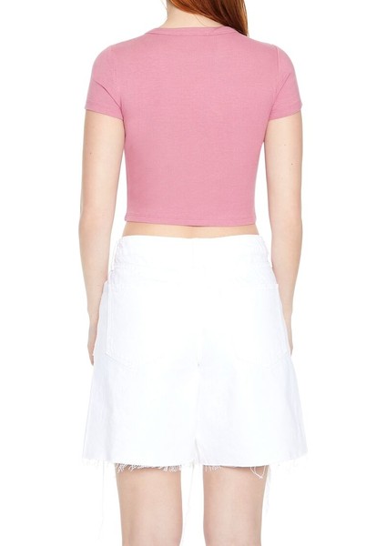 F21 Yuvarlak Yaka Crop Top Tişört