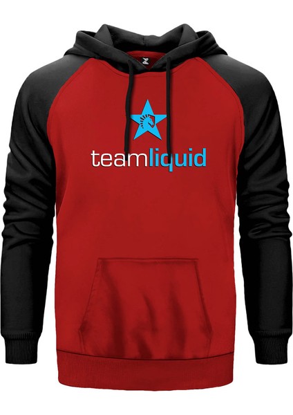 Team Liquid Star Kırmızı Renk Reglan Kol Kapşonlu Sweatshirt