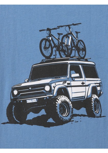 Erkek Çocuk Mavi Grafikli T-Shirt