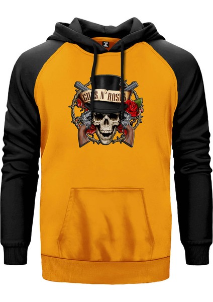 Guns N Rosses Vintage Sarı Renk Reglan Kol Kapşonlu Sweatshirt