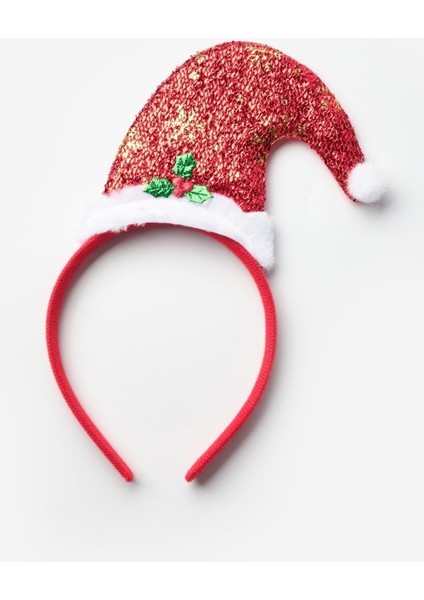 Kırmızı Noel Baba Şapkalı Kız Çocuk Taç