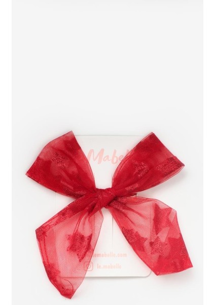 Kırmızı Simli Yıldızlı Tül Kız Çocuk Klips Toka fiyatları