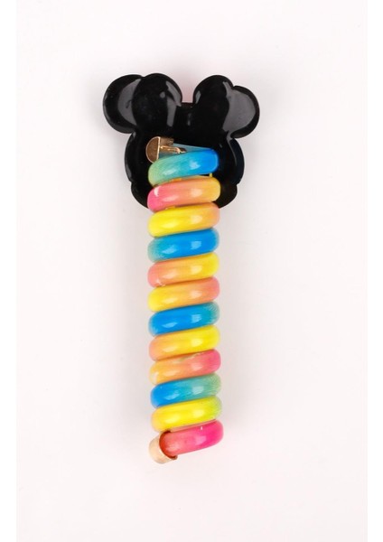Çok Renkli Minnie Mouse Figürlü Kız Çocuk Makarna Toka