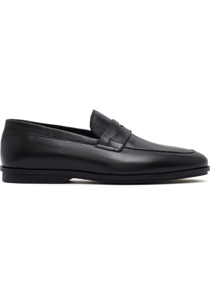 Erkek Siyah Deri Klasik Loafer 25SFD620918