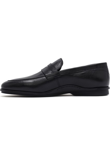 Erkek Siyah Deri Klasik Loafer 25SFD620918
