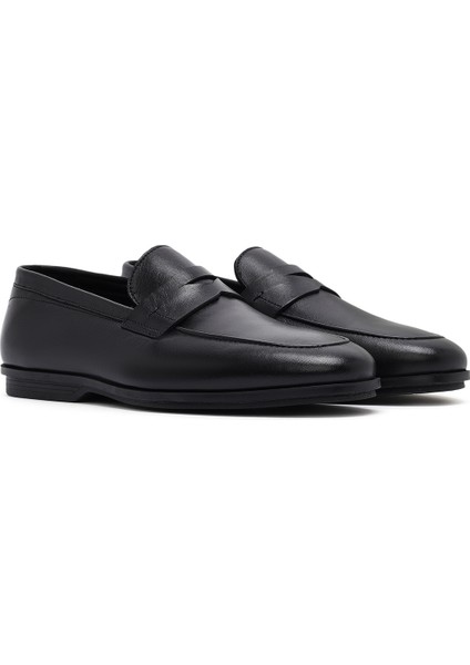 Erkek Siyah Deri Klasik Loafer 25SFD620918