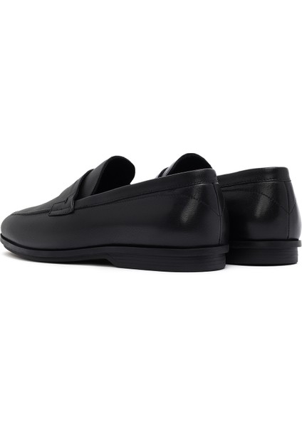 Erkek Siyah Deri Klasik Loafer 25SFD620918