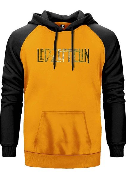 LED Zeppelin Wall Sarı Renk Reglan Kol Kapşonlu Sweatshirt