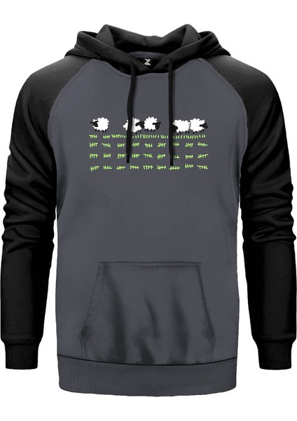 Sleeping Sheep Gri Renk Reglan Kol Kapşonlu Sweatshirt