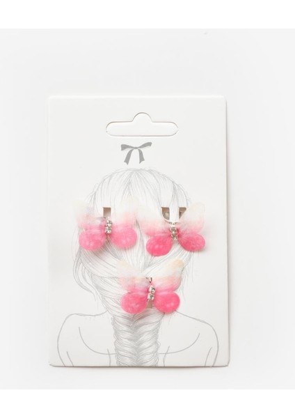 Pembe Kelebek Figürlü Kız Çocuk 3'lü Saç Küpesi fiyatları