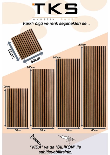 Dekoratif Akustik Ahşap Duvar Paneli (Renk: Teak-Tik)- Isı ve Ses Yalıtımlı Keçe - Ahşap Çıta