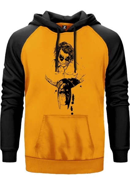 Batman Vs Joker Sarı Renk Reglan Kol Kapşonlu Sweatshirt