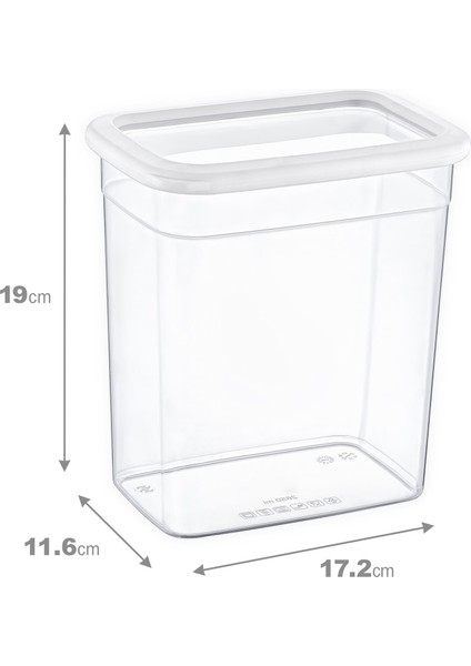 6'lı Set Skali Dikdörtgen Saklama Kabı Beyaz 2350 ml
