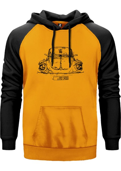 Volkswagen Vosvos 1972 Sarı Renk Reglan Kol Kapşonlu Sweatshirt