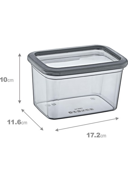 6'lı Set Skali Dikdörtgen Saklama Kabı Antrasit 1210 ml