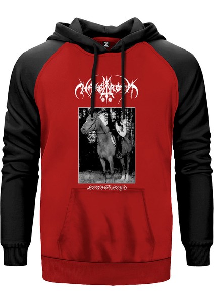 Nargaroth Herbstleyd Kırmızı Renk Reglan Kol Kapşonlu Sweatshirt