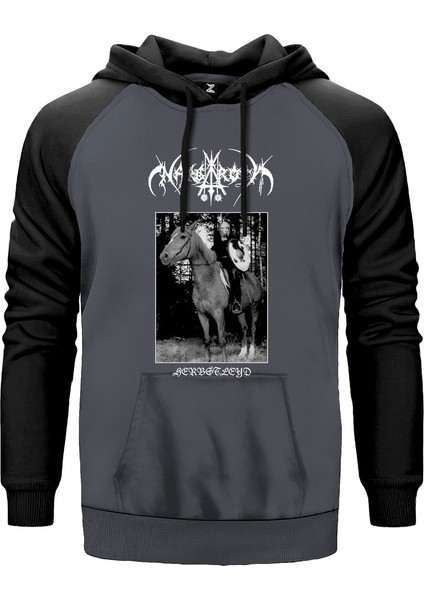 Nargaroth Herbstleyd Gri Renk Reglan Kol Kapşonlu Sweatshirt