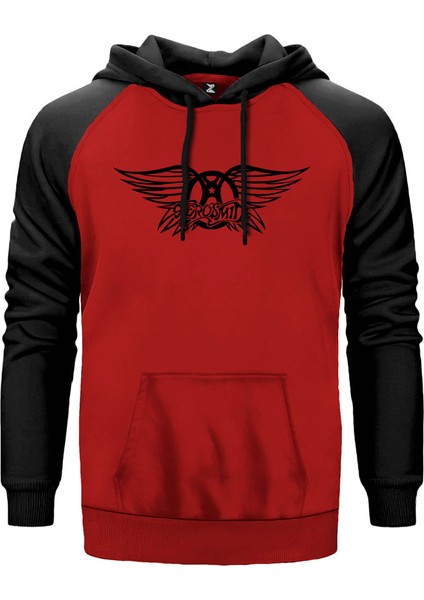 Aerosmith Kırmızı Renk Reglan Kol Kapşonlu Sweatshirt