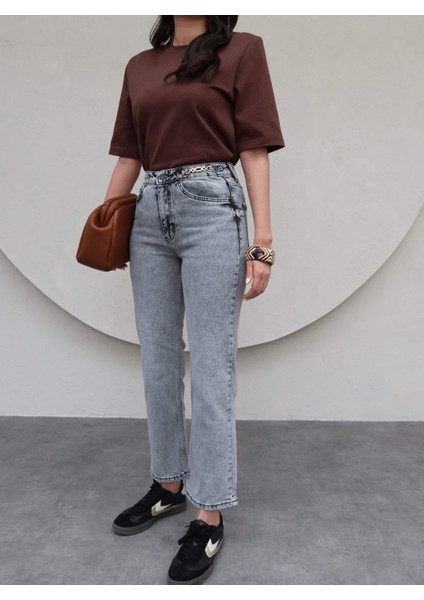 Bel Aksesuarlı Momfit Jean