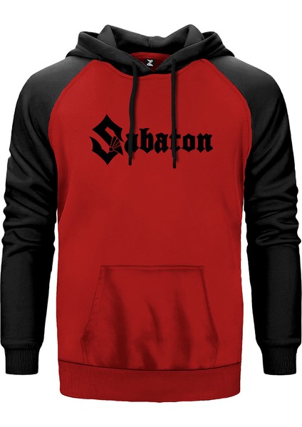 Sabaton Logo Kırmızı Renk Reglan Kol Kapşonlu Sweatshirt