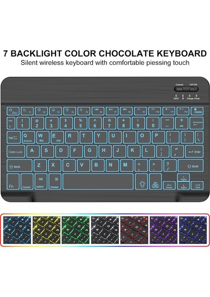 Samsung Galaxy Tab S10 Fe Rgb LED Işıklı Türkçe Karakterli Bluetooth Özellikli Kalemlikli Klavyeli Kılıf Sm- X520 modelleri