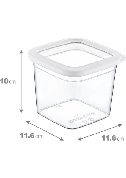 6'lı Set Skali Kare Saklama Kabı Beyaz 740 ml