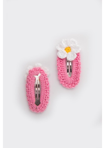 Pembe Örgü Çiçek 2'li Toka Set fiyatları