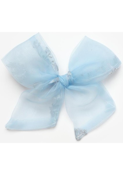 Mavi Kar Tanesi Desenli Organze Kız Çocuk Klips Toka