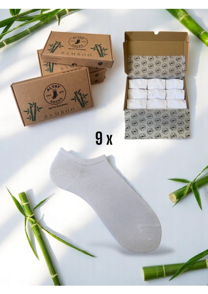 Bambu Erkek Patik Çorap Dikişsiz 9'lu Premium Kutu