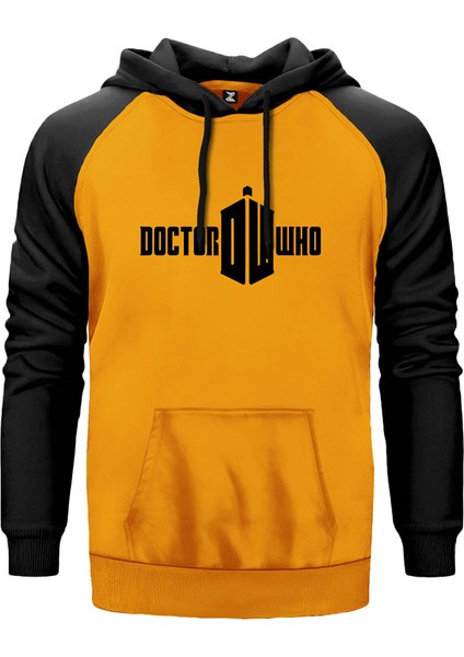 Doctor Who Logo Sarı Renk Reglan Kol Kapşonlu Sweatshirt