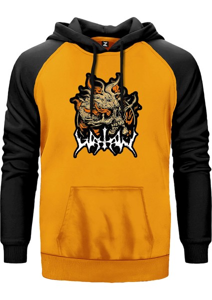 Watain Skull Sarı Renk Reglan Kol Kapşonlu Sweatshirt