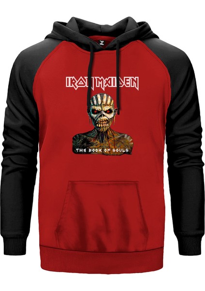 Iron Maiden The Book Of Souls Kırmızı Renk Reglan Kol Kapşonlu Sweatshirt