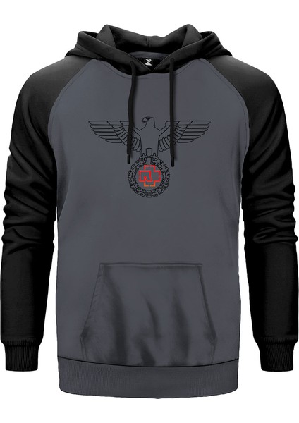 Rammstein Eagle Gri Renk Reglan Kol Kapşonlu Sweatshirt