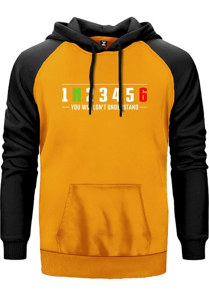 Motocycle Gears Sarı Renk Reglan Kol Kapşonlu Sweatshirt